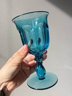 Vintage Imperial Light Blue Old Williamsburg Wine Glass